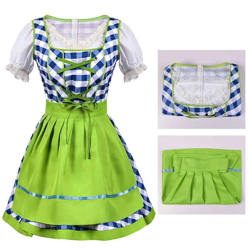 Oktoberfest Costume Dress Women Germany Beer Maid Tavern Waitress Cosplay