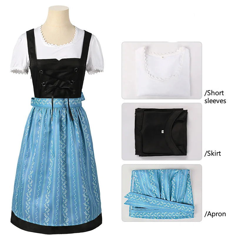 Oktoberfest Costume Dress Women Germany Beer Maid Tavern Waitress Cosplay