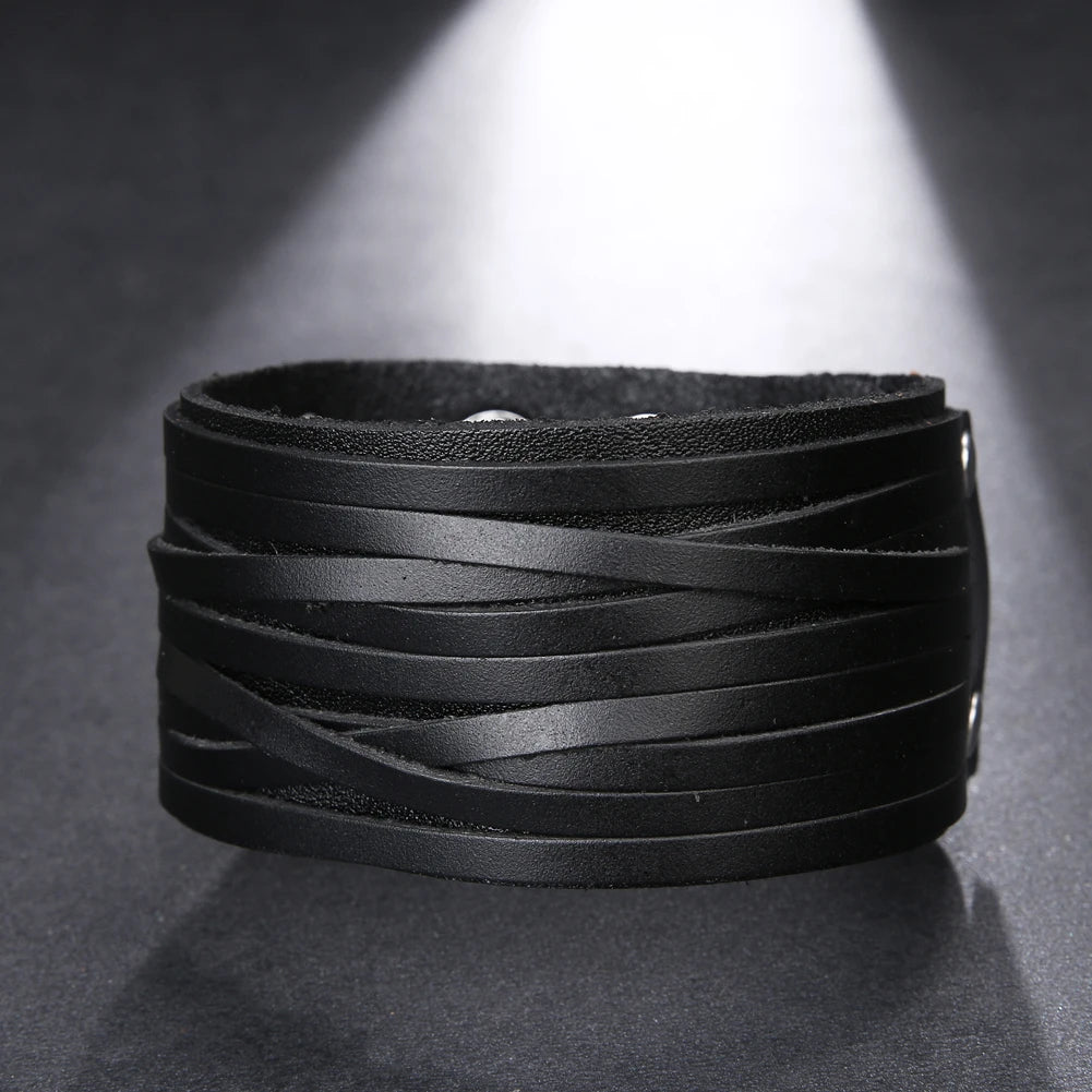 Handmade Genuine Leather Wide Cuff Bracelet