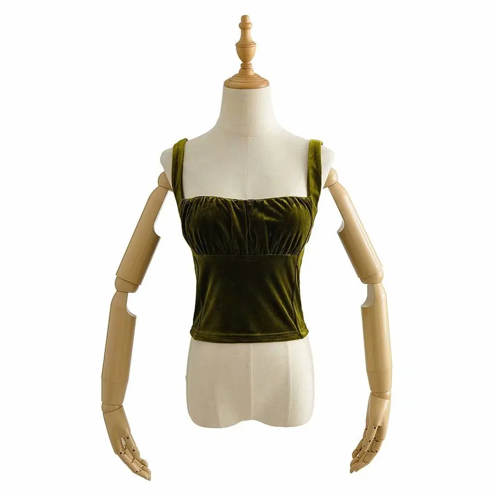 Velvet Tank Tops Y2k Medieval Casual