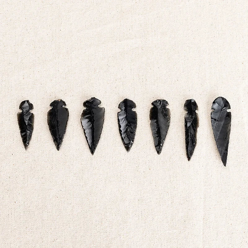 3PCS Natural Obsidian Crystal Black Spear Head Healing Energy Stone DIY Jewellery Making Home Decor