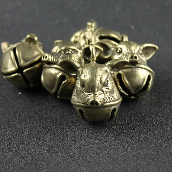 One Copper Lucky Pig Tinkle Bell Charm