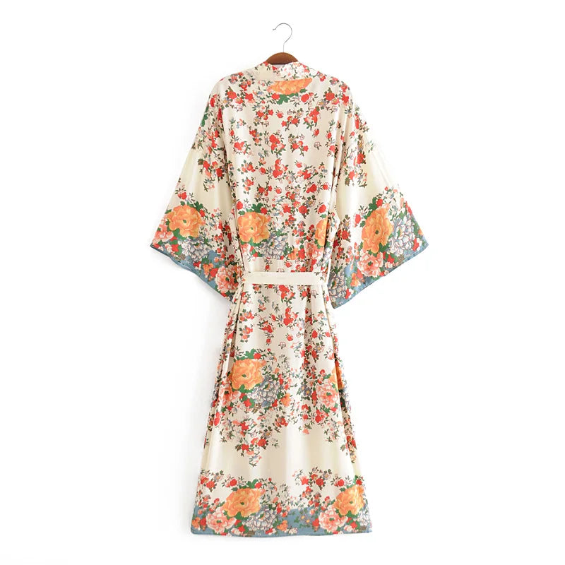 Annie's Floral Print Long Kimono