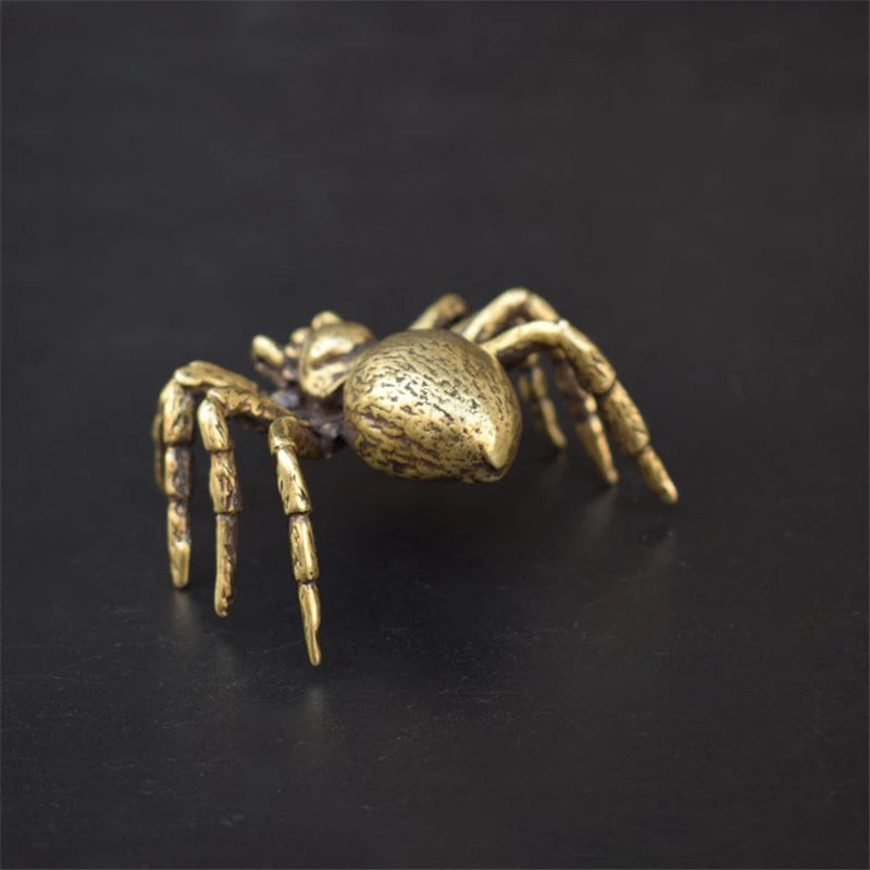 Copper Funnel Web Spider Figurine Tea Pet