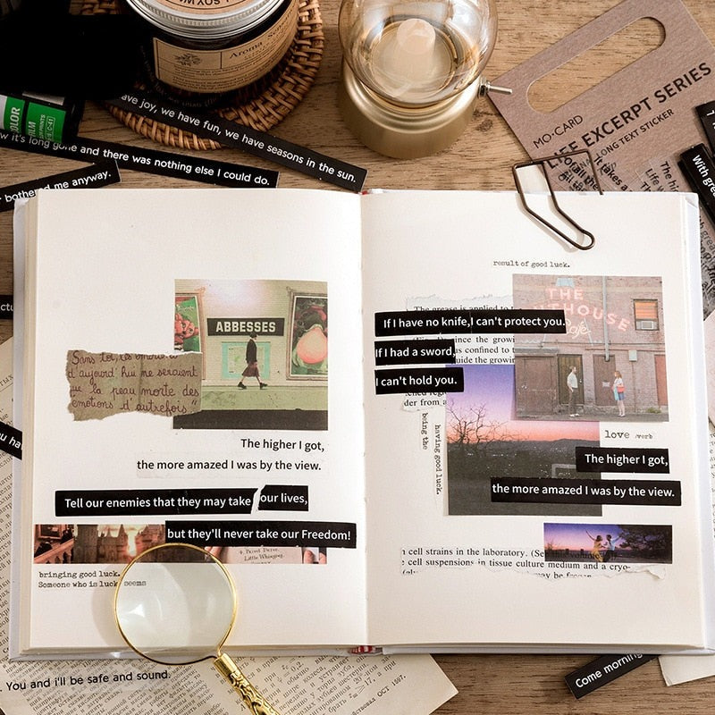 Poetry and Prose Word Sentence Stickers Art Journal Scrapbooking Stickers