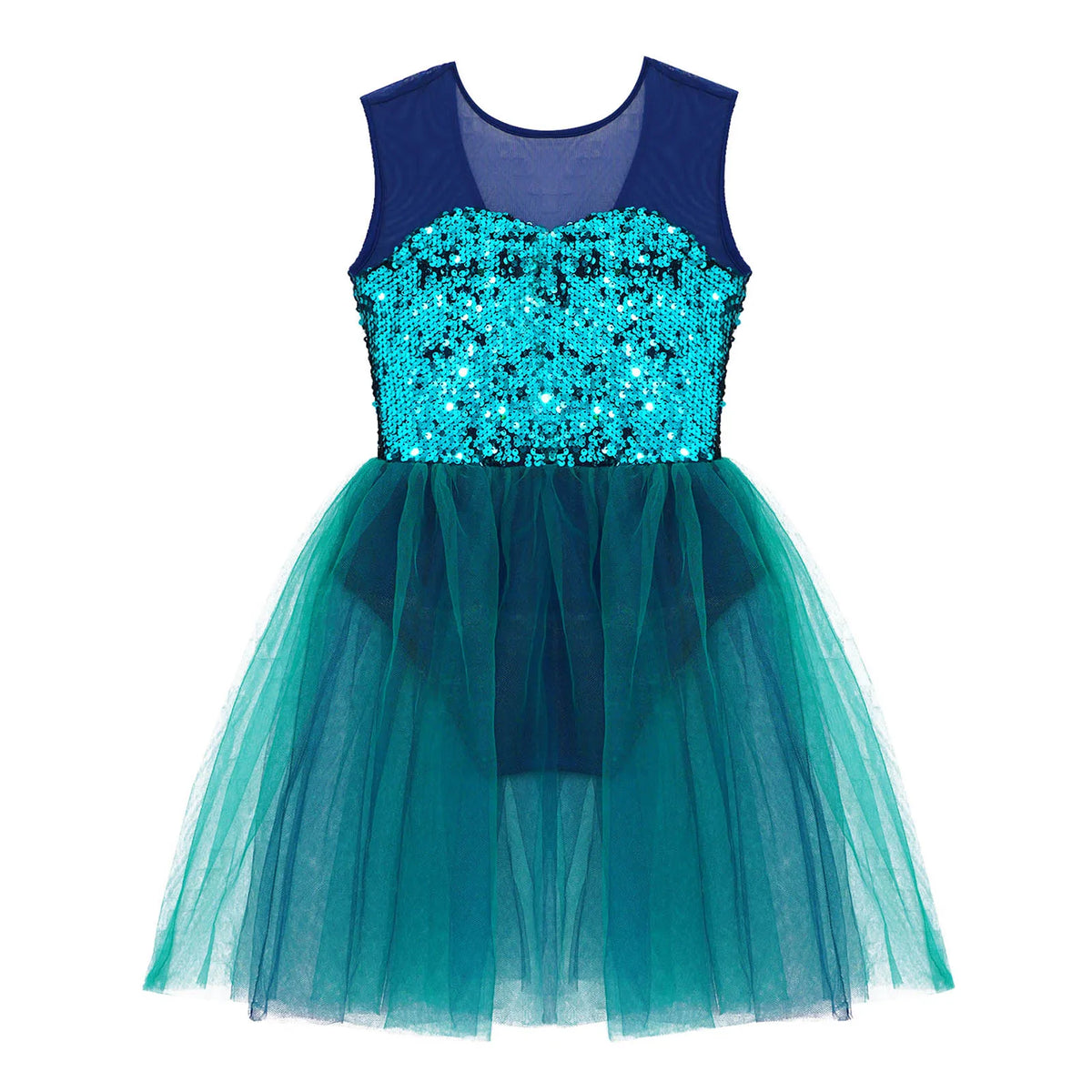 Girls Ballet Gymnastics Figure Ice Skating Sequin Leotard Tutu Dress Performance Dancewear