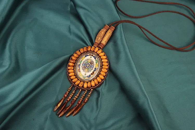 Handmade Beaded Leather Boho Necklaces