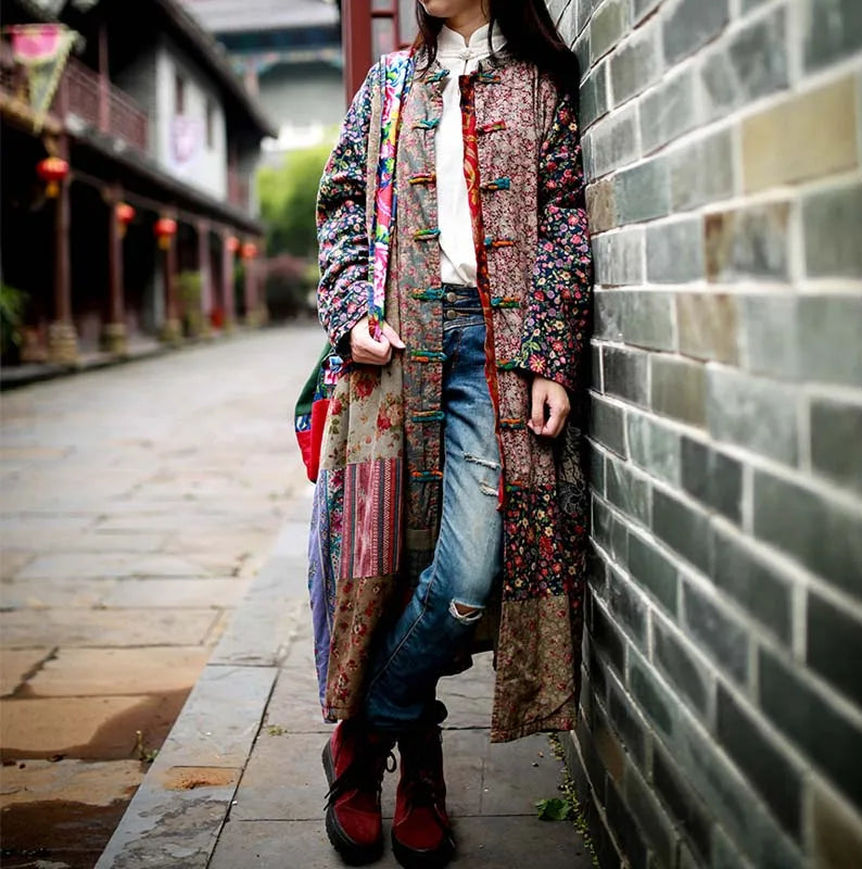 Vintage Cotton Linen Patchwork Coats