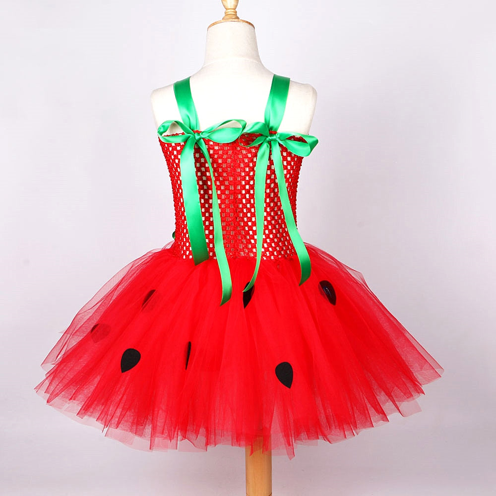 Red Sweet Strawberry Tutu Dress Halloween Costumes