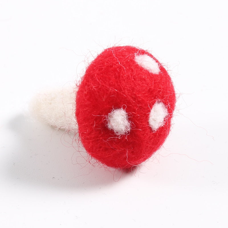 Five Handmade Woolen Felt Mushrooms