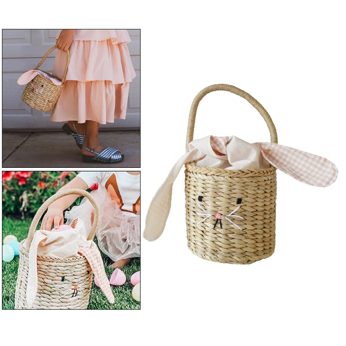 Easter Bunny Straw Basket Easter Egg Hunt