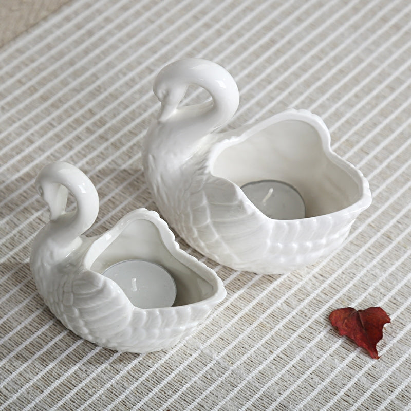 Swan Ceramic Flower Pots Home Decoration Storage Ornaments
