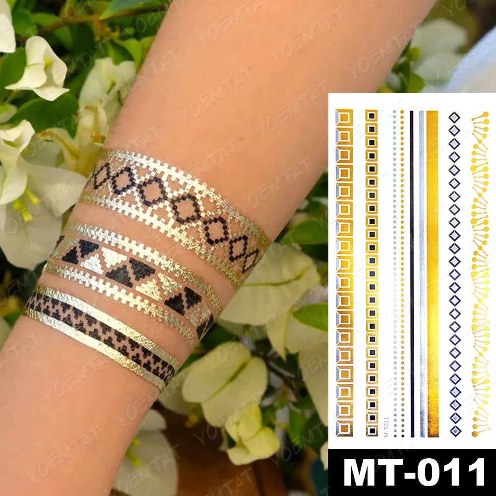 Metallic Peacock Feather Temporary Tattoos Body Art