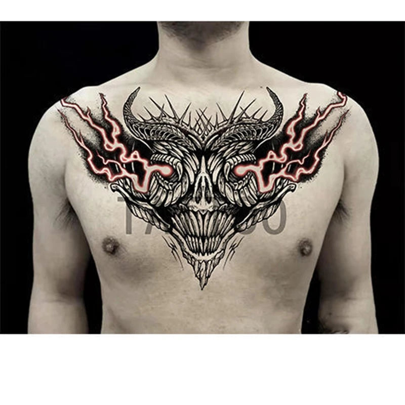 Dark Flower Collar Body Art Temporary Tattoo Chest Clavicle Tattoo Sticker