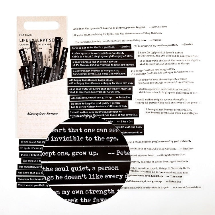 Poetry and Prose Word Sentence Stickers Art Journal Scrapbooking Stickers