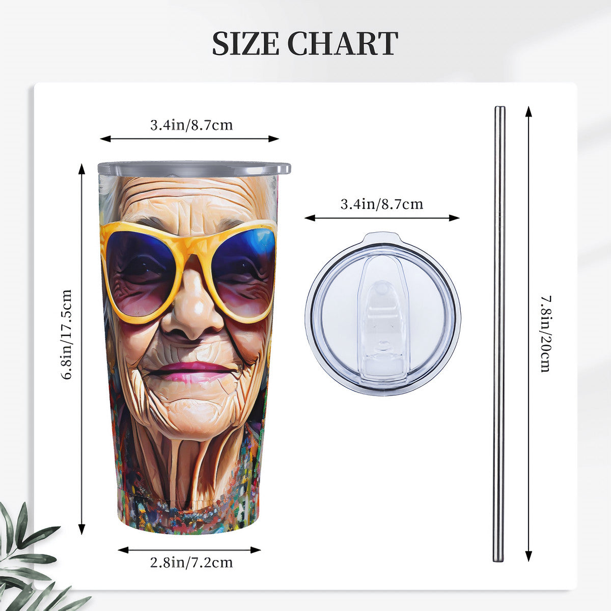 Golden Girl 20oz Stainless Steel Straw Lid Cup