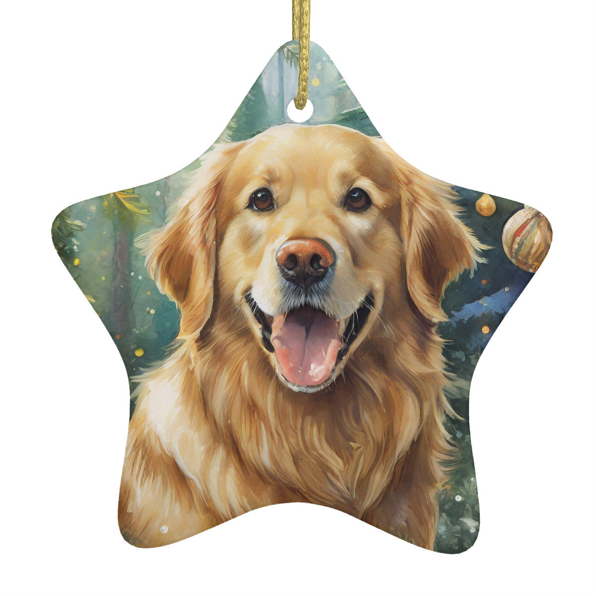 Golden Retriever Ceramic Star Shape Christmas Ornament