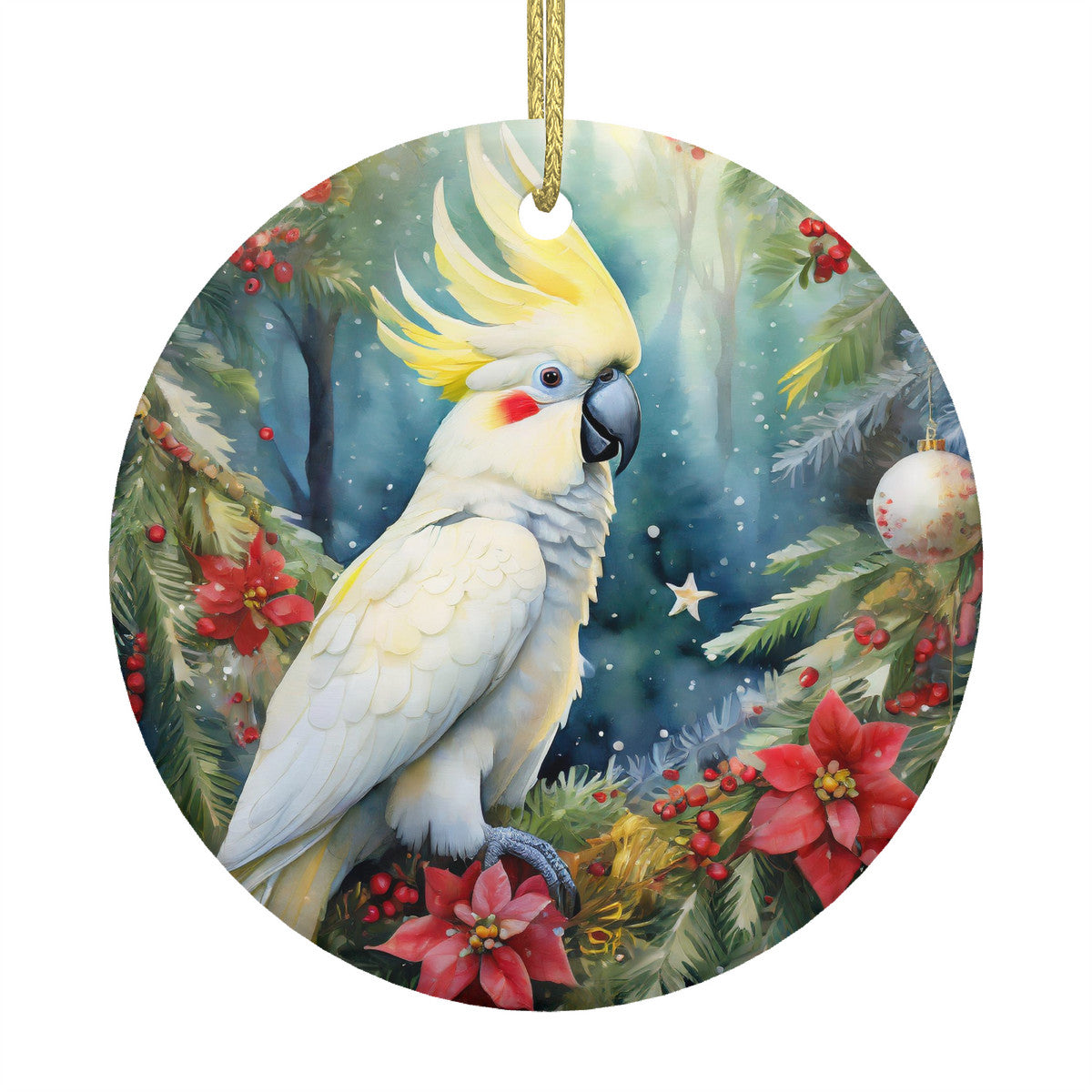 Cockatoo Ceramic Christmas Ornament