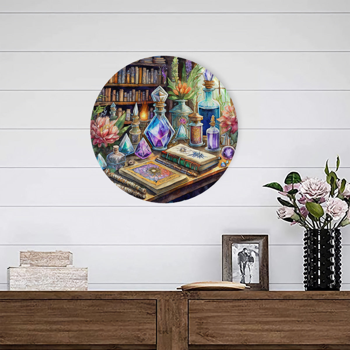 Apothecary Round Steel Metal Wall Art Decor