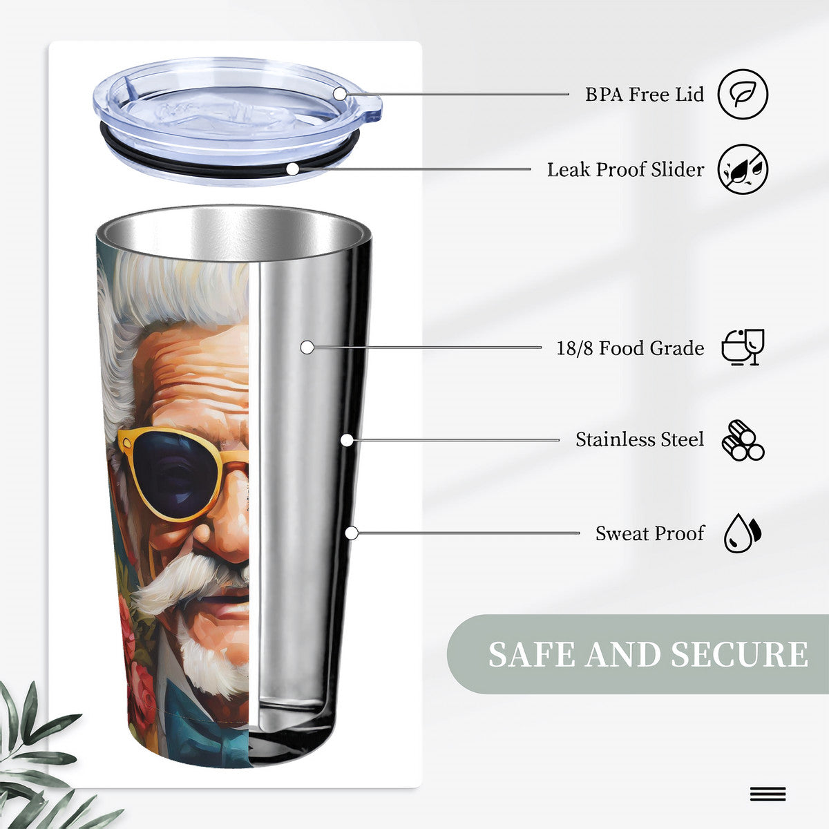 Glorious George 20oz Stainless Steel Straw Lid Cup