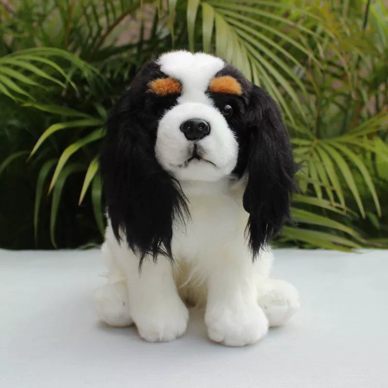 King Charles Spaniel Dog Black White Puppy Plushie Toy
