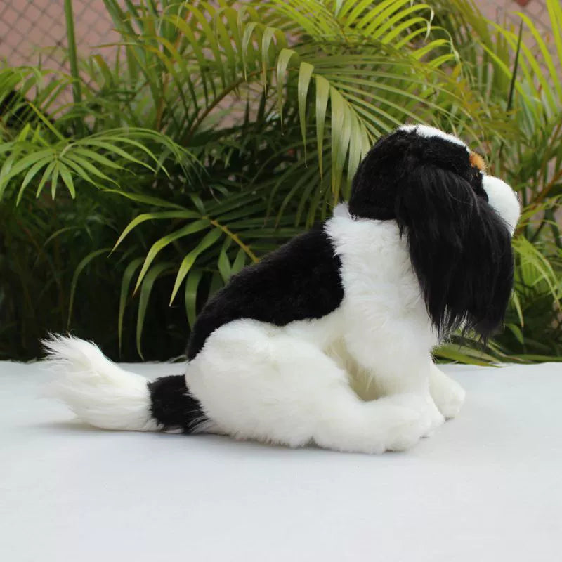 King Charles Spaniel Dog Black White Puppy Plushie Toy