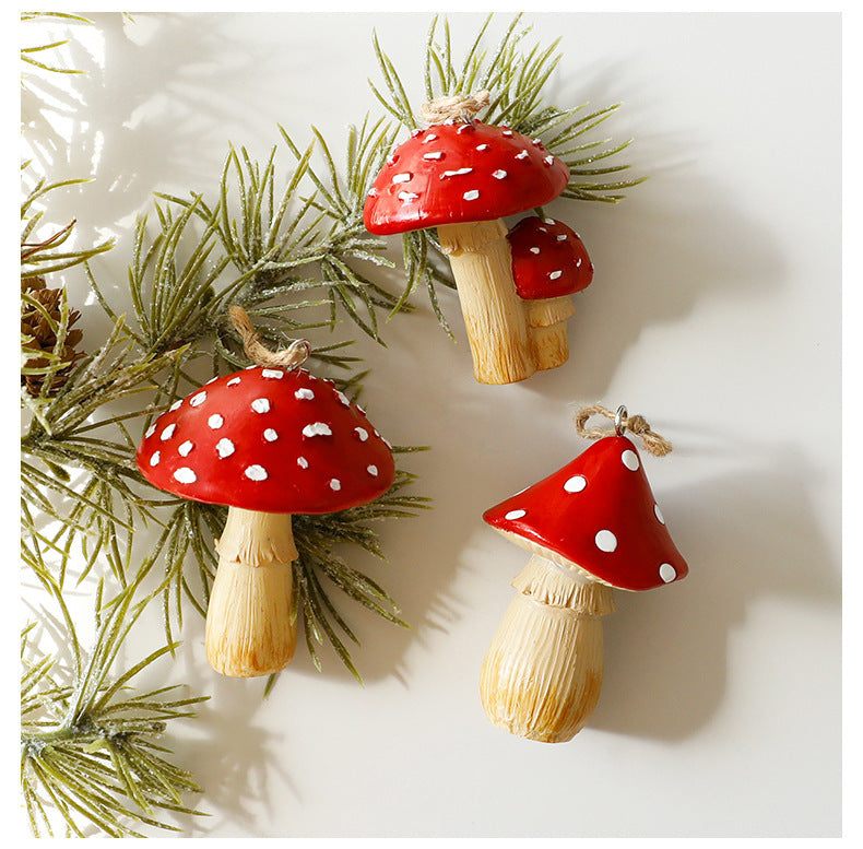 1/3Pcs Red Mushroom Christmas Tree Hanging Ornaments