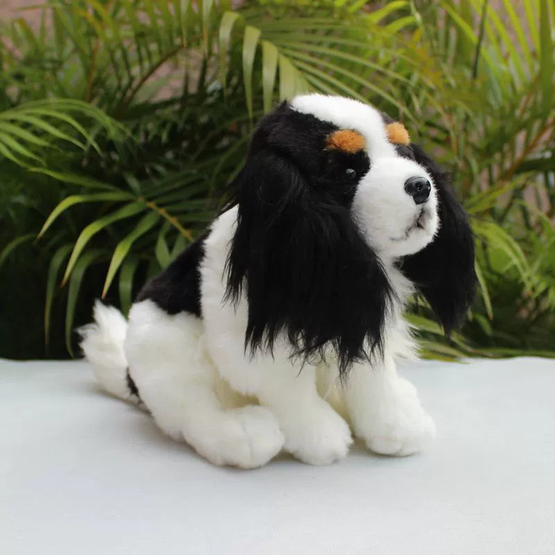 King Charles Spaniel Dog Black White Puppy Plushie Toy
