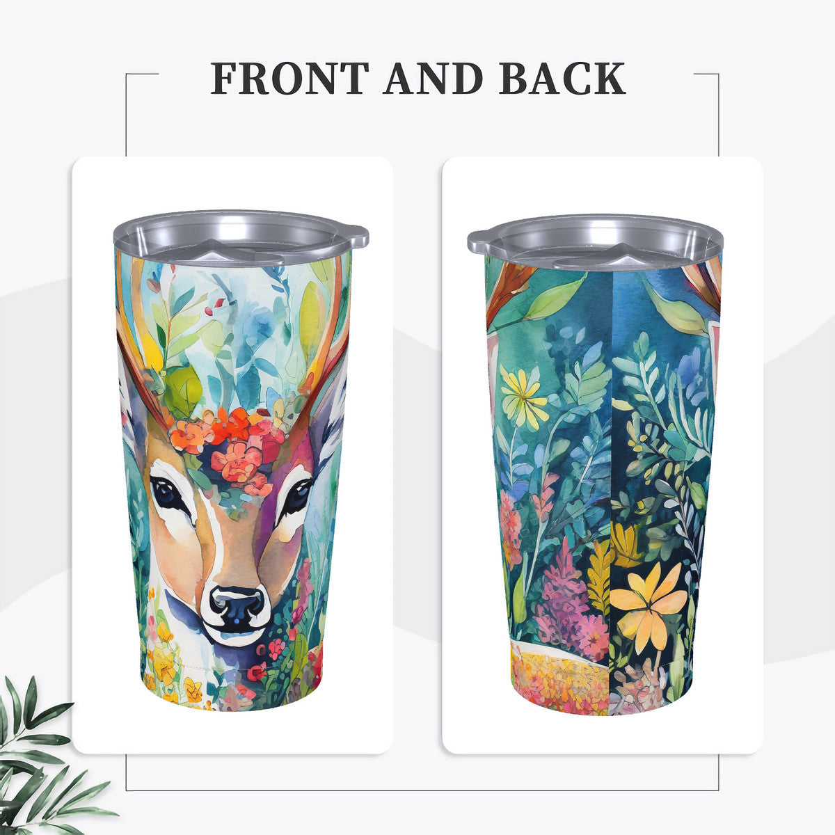 Woodland Deer 20oz Stainless Steel Straw Lid Cup