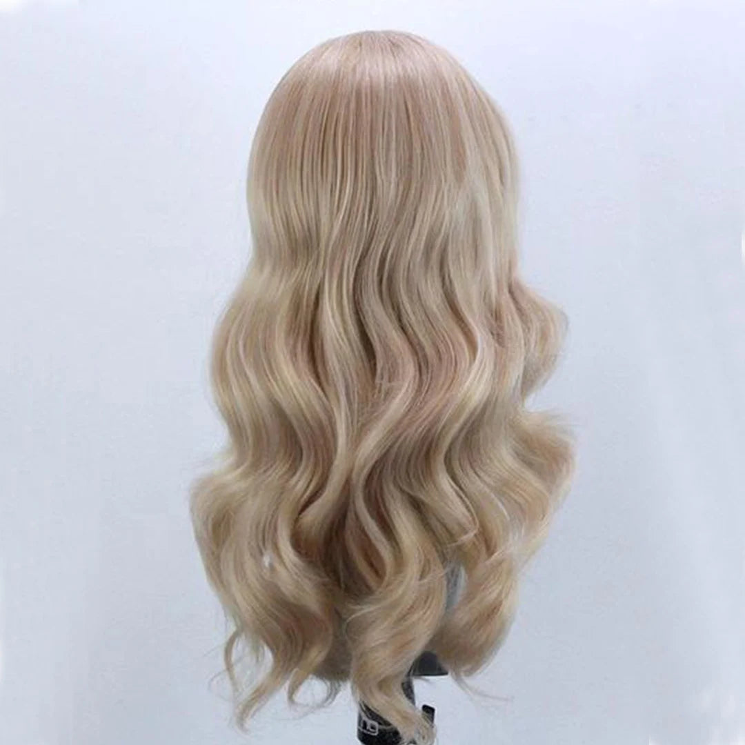 Golden Blonde Long Wavy Synthetic Lace Front Wig