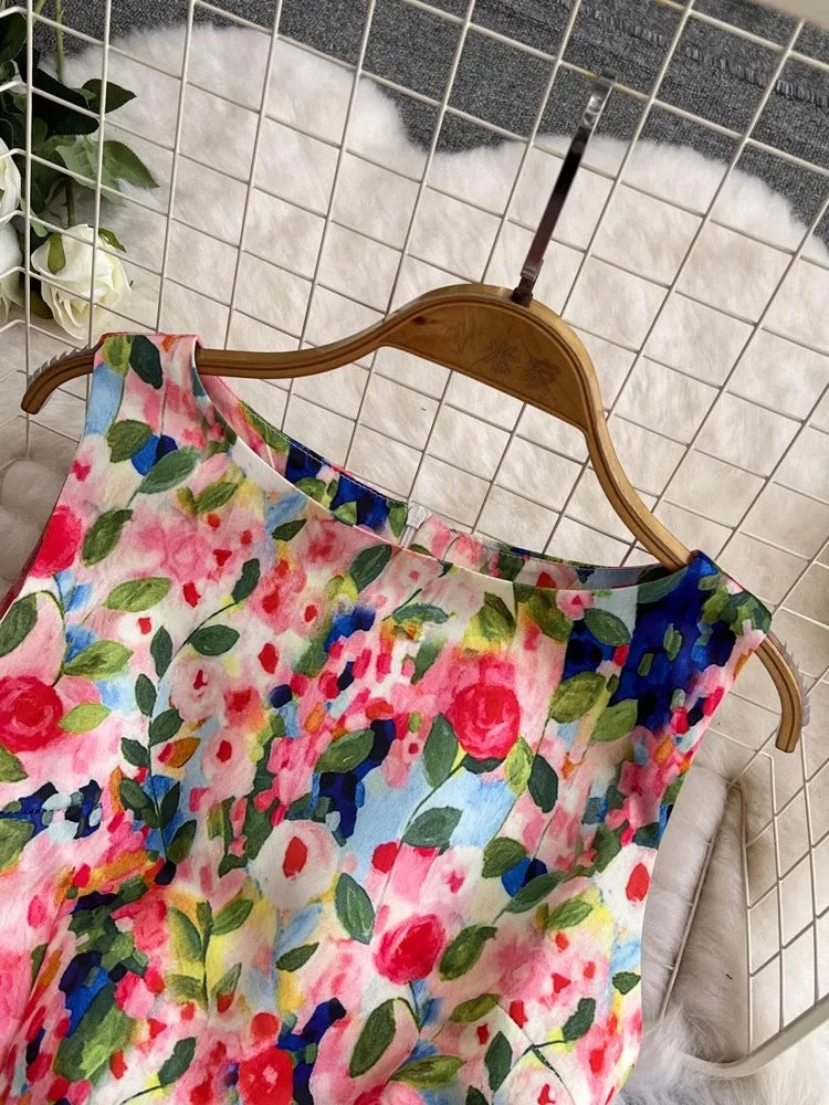 Spring Races Floral Tank Dress with Pockets