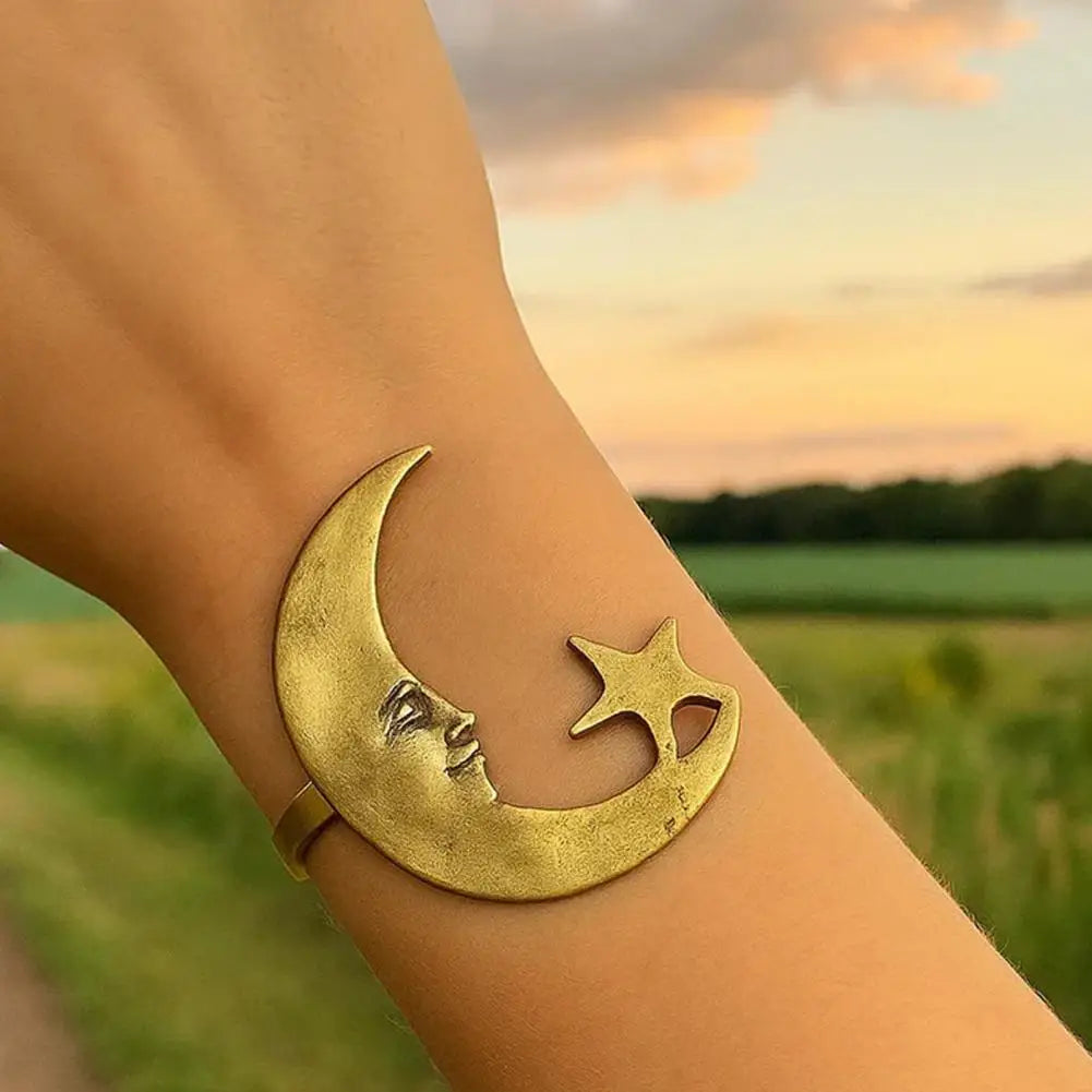 Golden Moon Star Arm Cuff Bracelet Bangle