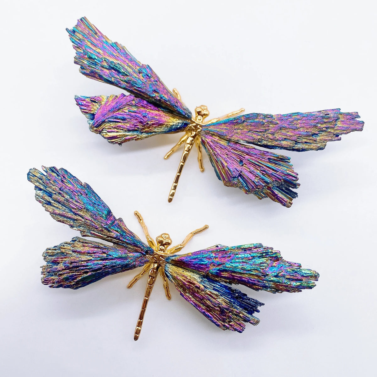 One Natural Tourmaline Electroplated Dragonfly Home Decor
