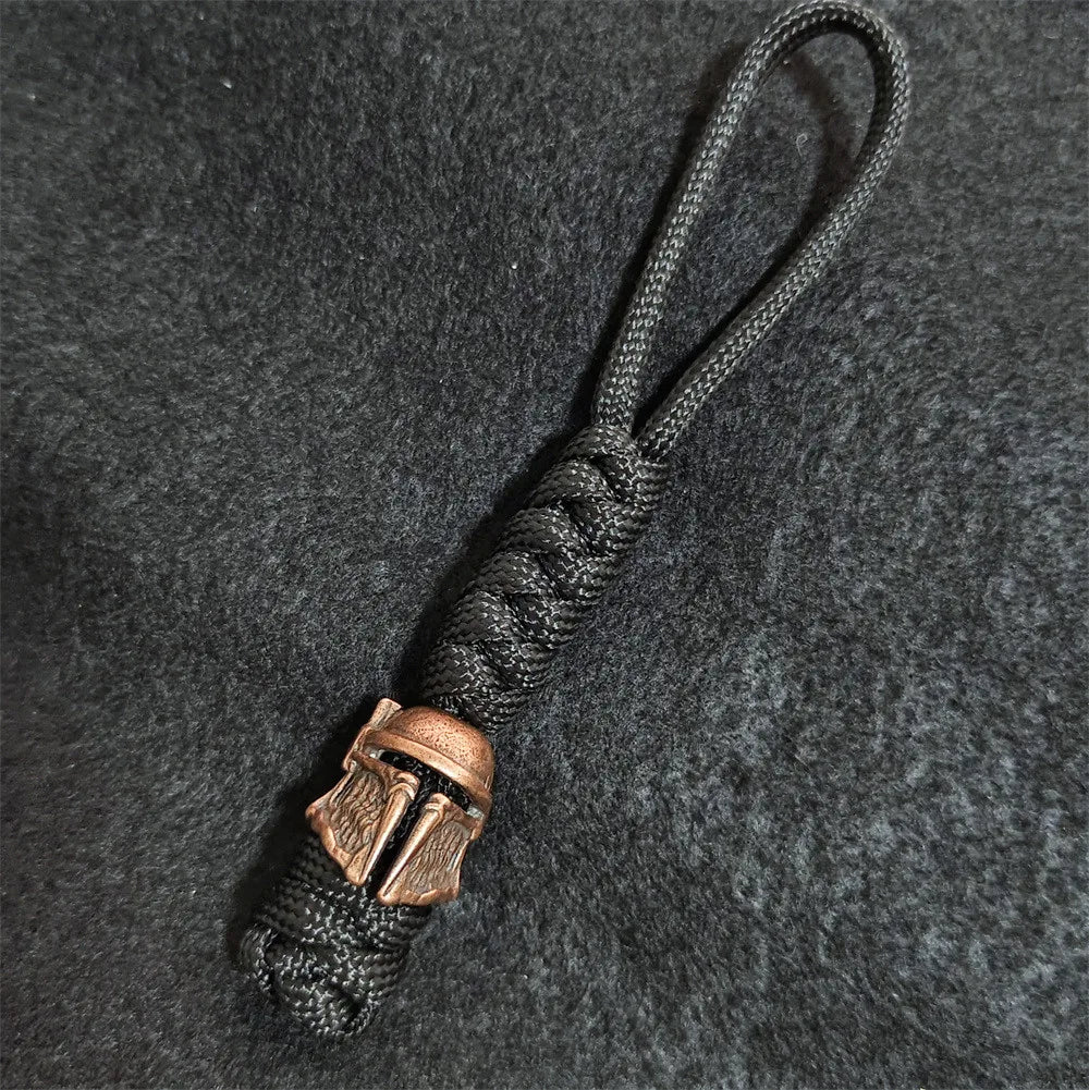 Brass Spartan Warrior Helmet Paracord Beads Lanyard Dreadlock Beard Bead