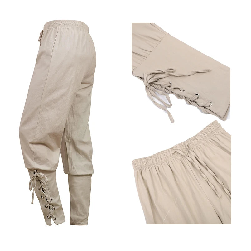 Medieval Pants Viking Costume Pirate Trousers Lace Up Renaissance LARP Cosplay