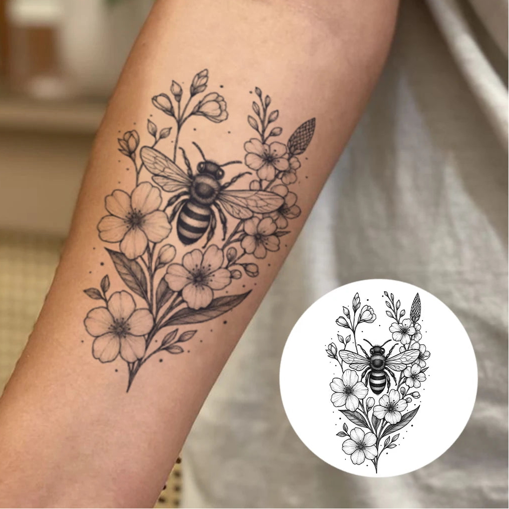 Bee Bouquet Temporary Tattoo
