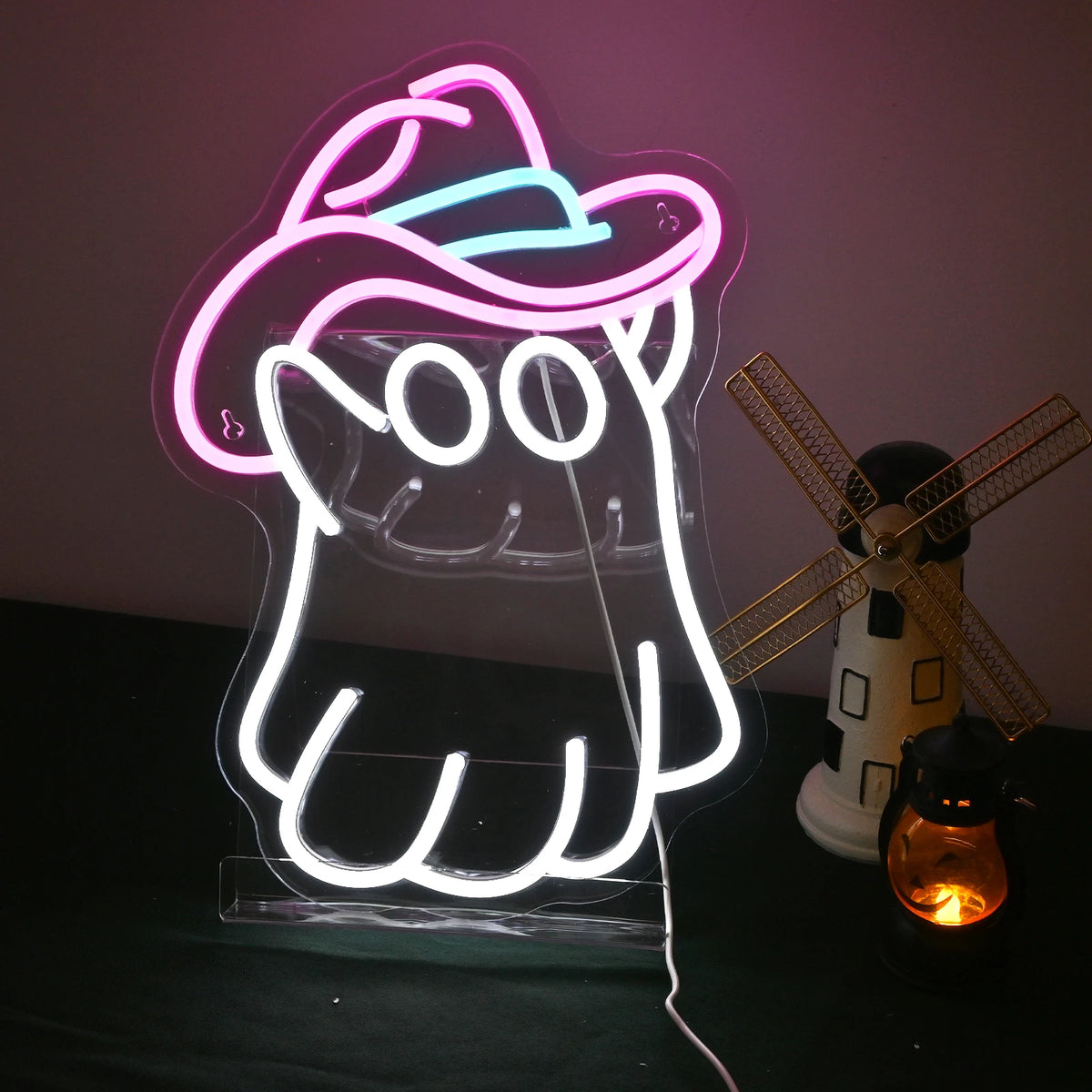 Cute Ghost Neon Sign Wall Decor Halloween Party LED Lights