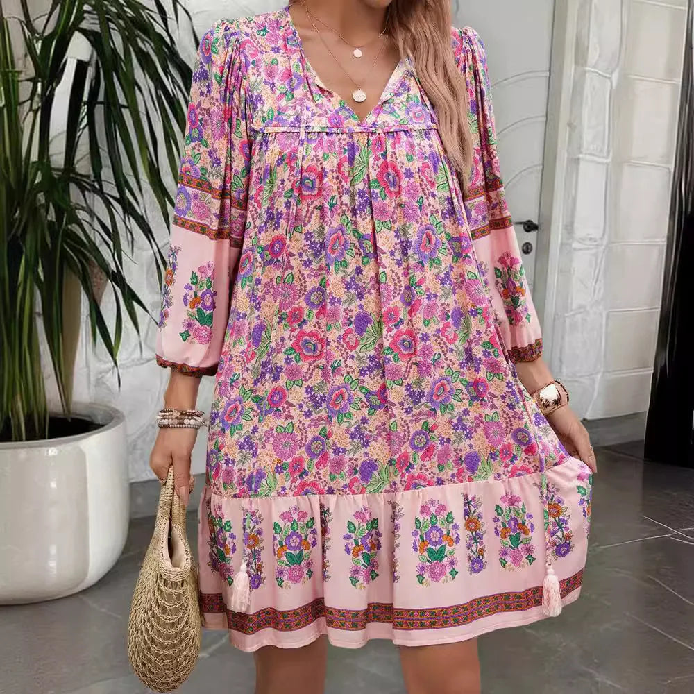 Angie's Boho Long Sleeve Short Dress