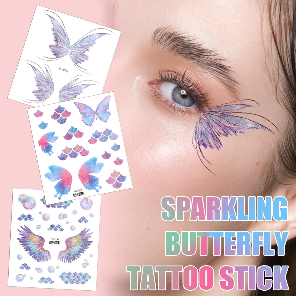 Temporary Tattoo Glitter Fairy Butterfly Face Tattoos