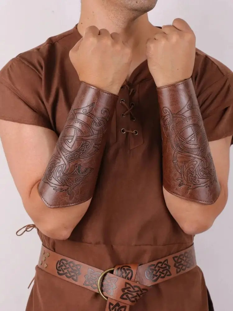 2pcs Viking Arm Guards Vambraces Medieval Norse Armor Cuffs LARP Cosplay