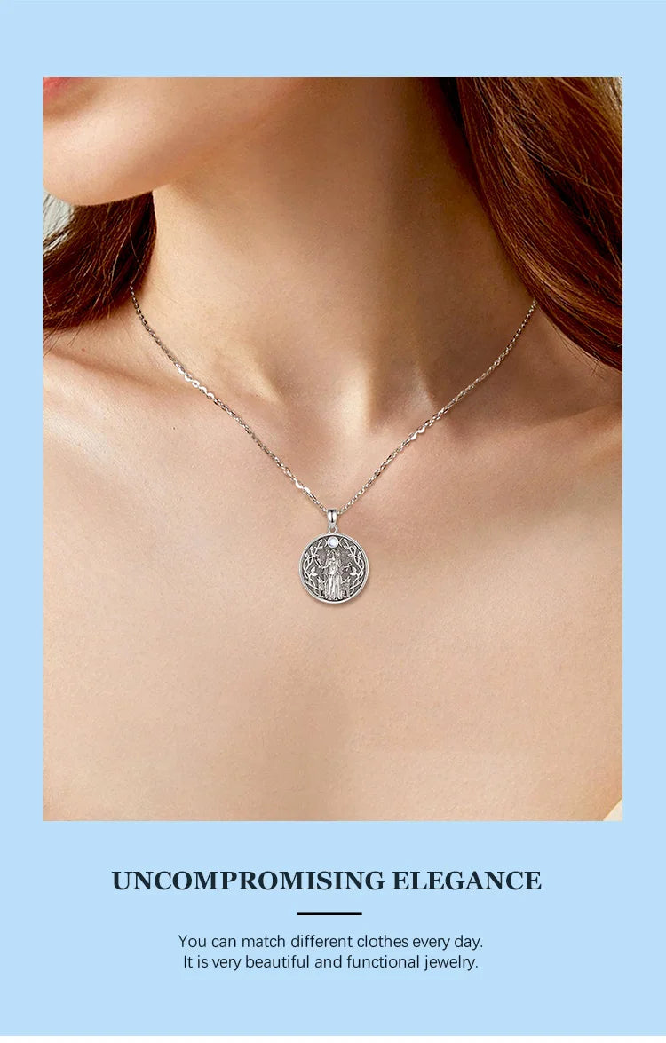 Moonstone Triple Moon Goddess Hecate Dog Amulet Pendant Necklace 925 Sterling Silver