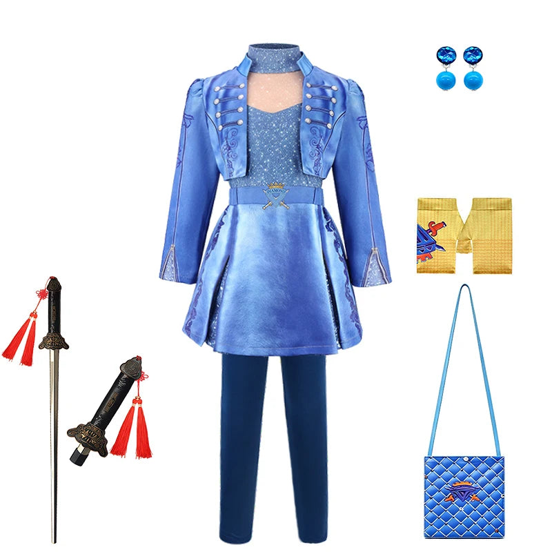 Descendants Cosplay Red Pink Chloe Kids Clothes Halloween Book Week Costumes