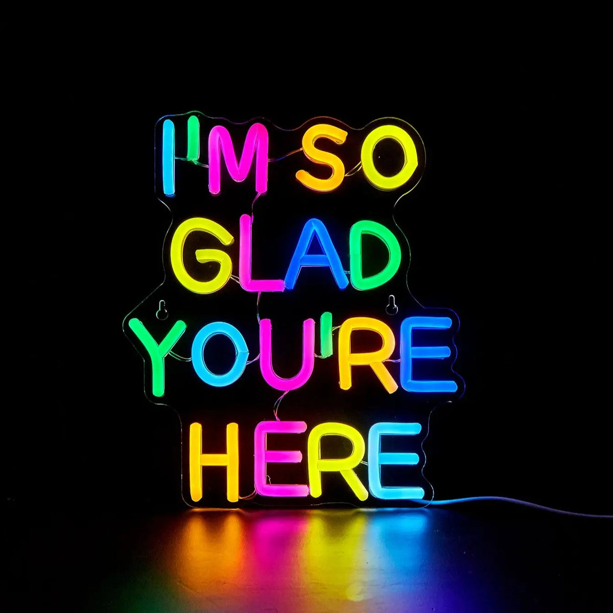 LED Neon l'm So Glad You're Here USB Powered Signs Night Light Wall Art