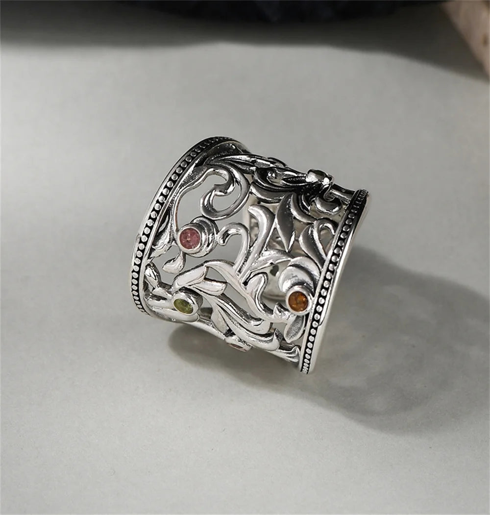 Eternal Garden S925 Sterling Silver Ring Tourmaline