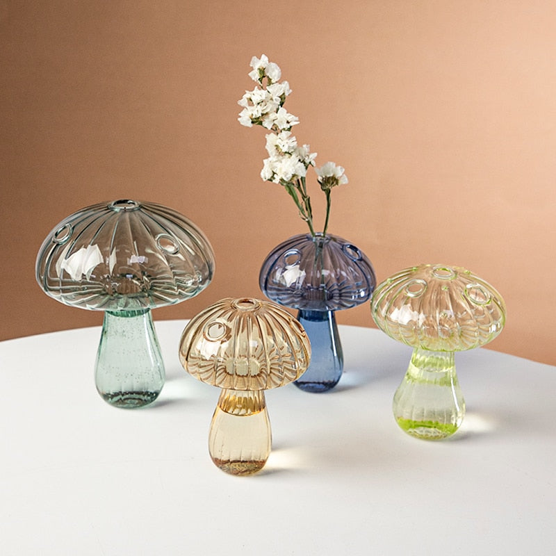 Mushroom Glass Vase Plant Hydroponic Terrarium Vase
