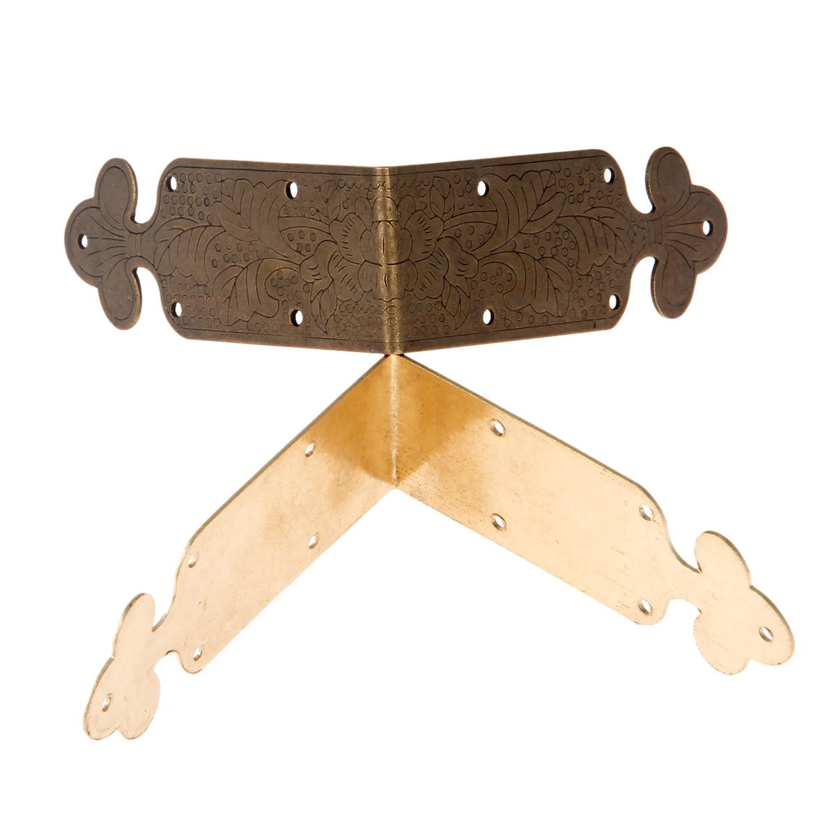 Set of Four Metal Corner Brackets Gold Bronze Photo Frame Furniture Protector + Nails