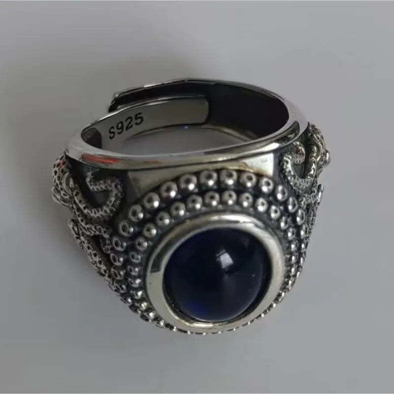 The Kraken of the Depths S925 Sterling Silver Rings Zircon Octopus
