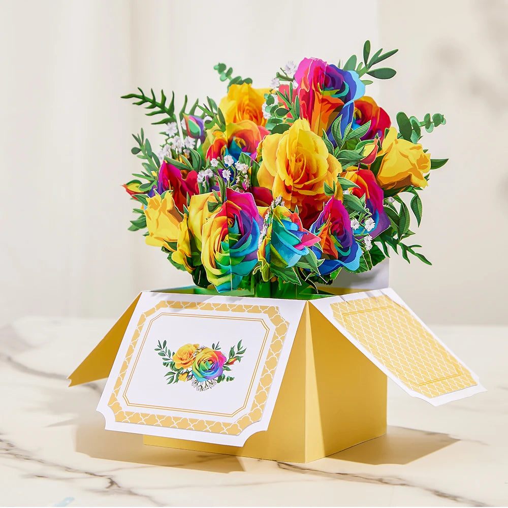 Paper Flower Greeting Card With Envelope 3D Pop-up Box