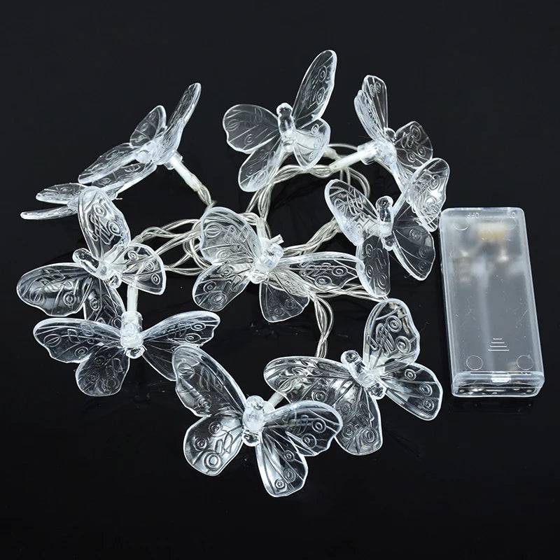 1.5M 10LED Butterfly Lights String Battery Outdoor Fairy Night Lamp Garland Party Decoration