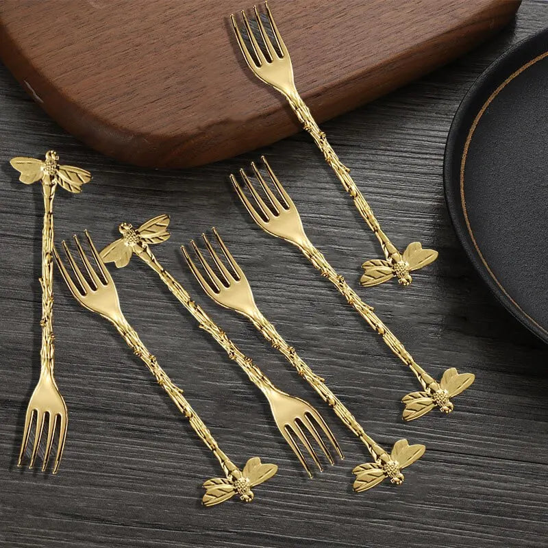 6pcs Stainless Steel Dragonfly Fork Set